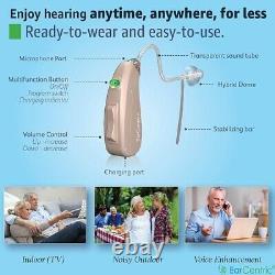 EarCentric EasyCharge Rechargeable Hearing Aids, Behind-The-Ear BTE Ear Aid