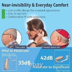 EarCentric EasyCharge Rechargeable Hearing Aids (Pair) for Seniors Behind-Th