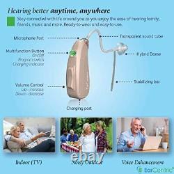 EarCentric EasyCharge Rechargeable Hearing Aids (Pair) for Seniors, Behind-Th