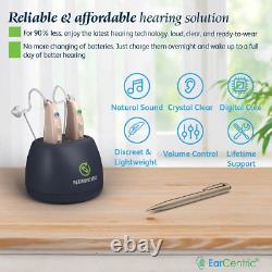 Easycharge Rechargeable Hearing Aids (Pair) for Seniors, Behind-The-Ear BTE Ear