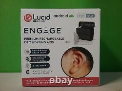 Lucid Engage Premium Rechargable OTC Hearing Aids w Bluetooth For Android Gray