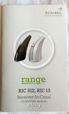 Pair of 2 Audibel Range RIC 312 Hearing Aids + Batteries Wax Guards & Box -Works