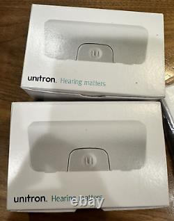 Unitron T Moxi Fit 500 Hearing Aids, Case, Batteries, Manual & Wax Guards New