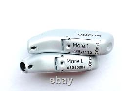 Used, Pair of Oticon More Silver Gray + withCharger + 2 New batt. + withSpeakers