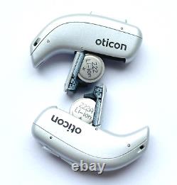 Used, Pair of Oticon More Silver Gray + withCharger + 2 New batt. + withSpeakers